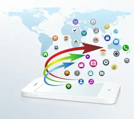 smartphone vector illustration with with technology application icons