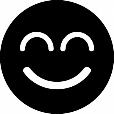 smile beam emoticon flat black white contrast circle face outline