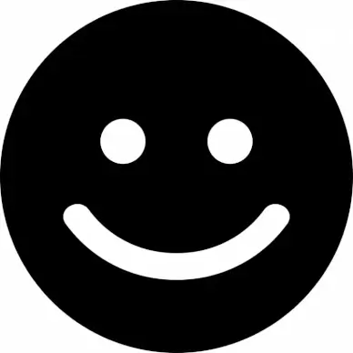smile emoticon flat contrast design black white circle face outline