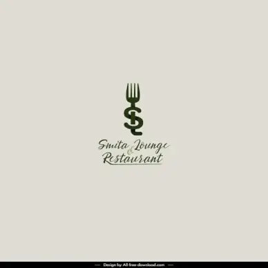 smita lounge and restaurant logo template modern elegant stylized text fork calligraphy decor