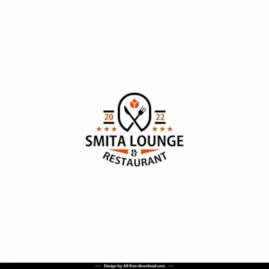 smita lounge and restaurant logotype symmetric fork spoon stars texts decor