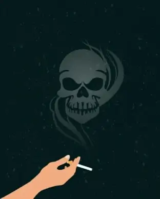 smoke warning poster skull smoke cigarette icons