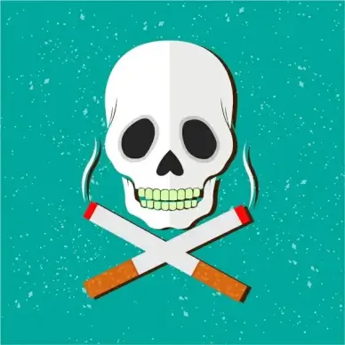 smoking danger warning banner with skull illustration