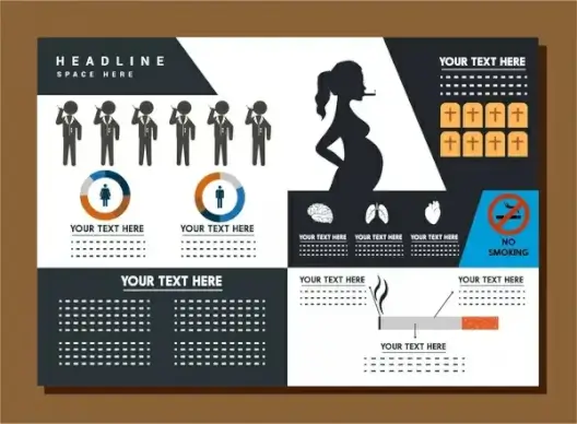 smoking harming flyer with human and symbols illustration