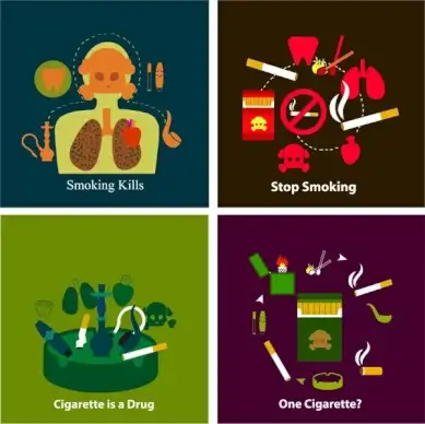 smoking warning banners illustration with various symbols