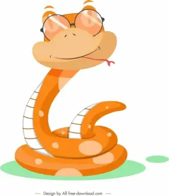 snake icon cute cartoon character stylized design