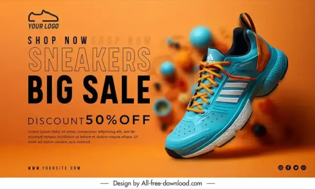 sneakers banner template elegant modern blurred