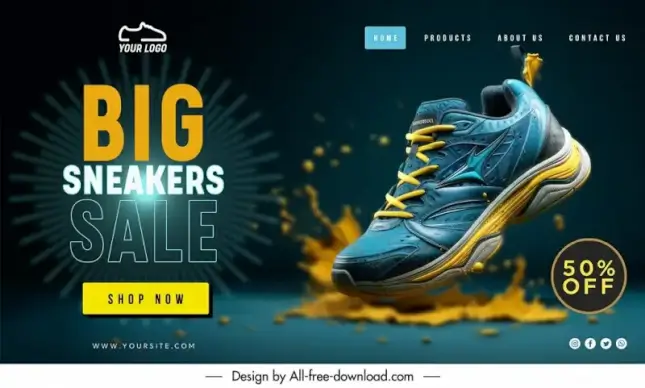 sneakers landing page template dynamic modern