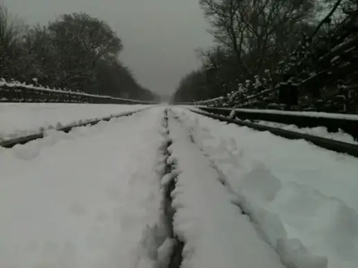 snow covered underground track