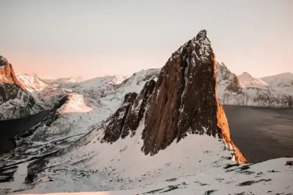snow mountain range scenery picture contrast twilight 