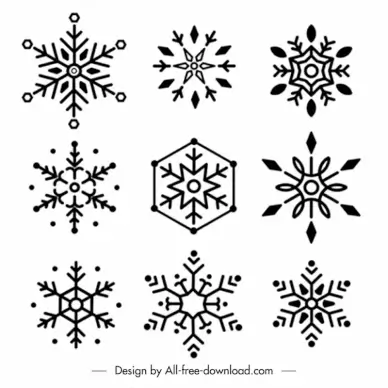 snowflakes brushes design elements flat classic symmetric shapes