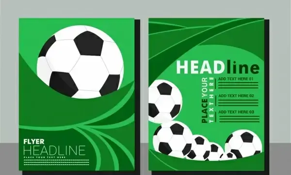 soccer background flyer balls green whirl decoration
