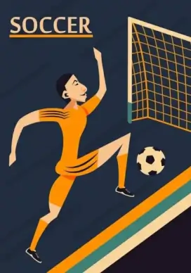 soccer background male player goal icons classical design