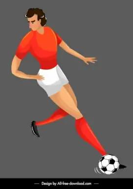 soccer player icon dribble sketch cartoon character