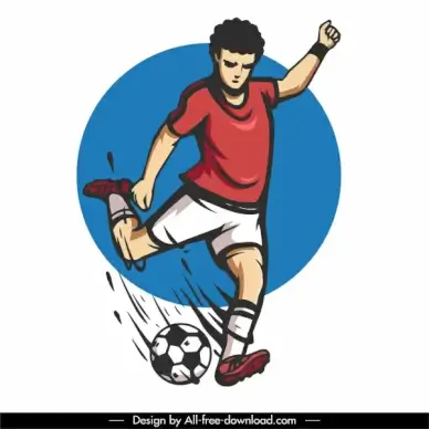 soccer player icon dynamic design cartoon character sketch