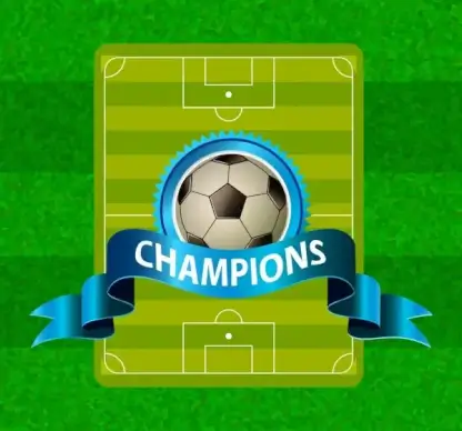 soccer poster green ground backdrop ball 3d ribbon