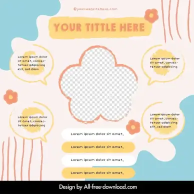 social media inforgraphic  template flat classical petals speech bubbles