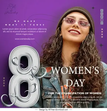 social media post womens day template fashionable girl sketch modern realistic 