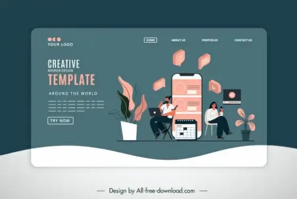 social media website template digital elements sketch