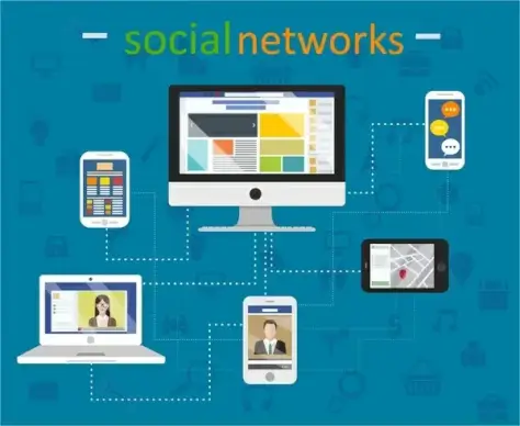 social networks concepts with digital devices illustration