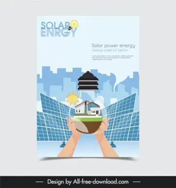 solar power energy poster template hands holding lightbulb 