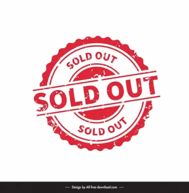 sold out stamp template flat retro