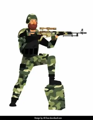 soldier icon colored cartoon character