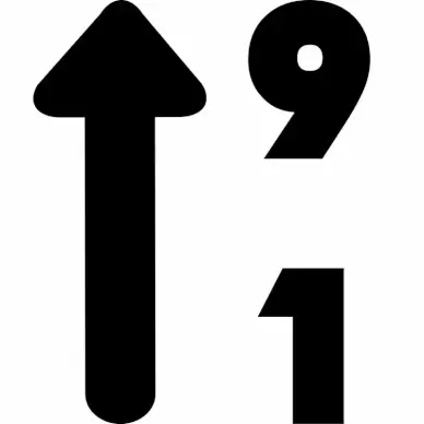 sort numeric up alt sign flat black arrow numbers sketch