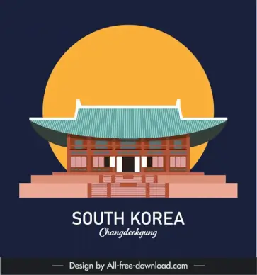 south korea advertising banner retro place sketch dark symmetric design