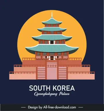 south korea design elements banner template classical symmetric architecture sun outline contrast design 