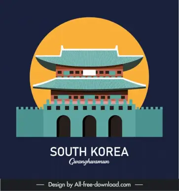 south korea gyeongbokgung advertising poster template classical symmetric design 