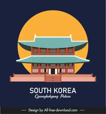 south korea  gyeongbokgung palace advertising banner template flat symmetric classical design 