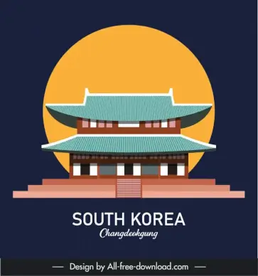 south korea gyeongbokgung palace advertising poster template classical symmetric design 