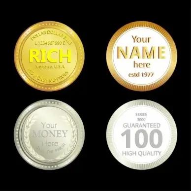 souvenir coin icons shiny round design various decoration