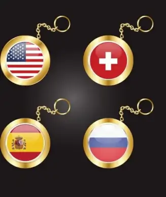 souvenir medal templates shiny round design flags decor