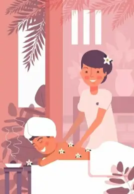 spa background relaxing person icon cartoon characters