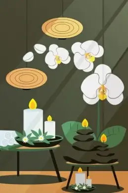 spa background stone candle flowers icons decor