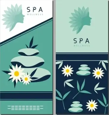 spa design elements flower stone woman face icons