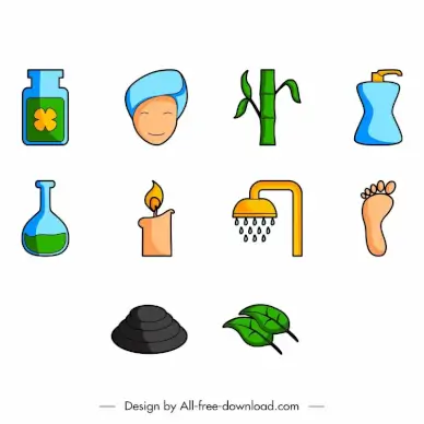 spa icon sets flat colored classic symbols outline 