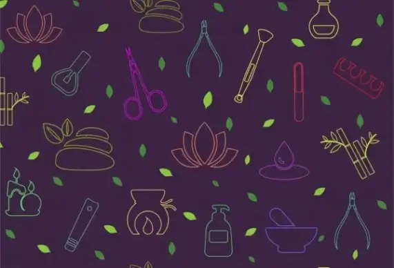 spa icons pattern colorful silhouette style repeating decoration