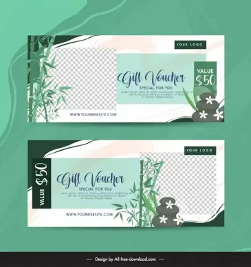 spa voucher tempalte elegant bamboo checkered decor