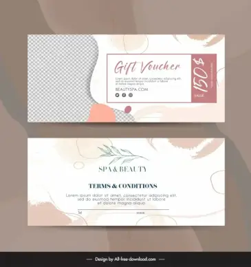 spa voucher template classical leaf checkered curve