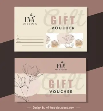 spa voucher template flat handdrawn botanical decor