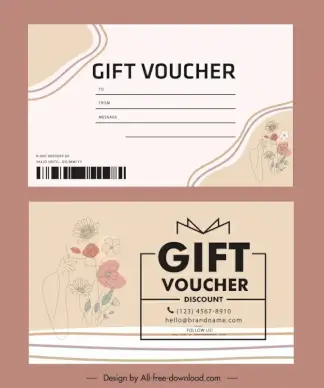spa voucher templates elegant handdrawn flowers