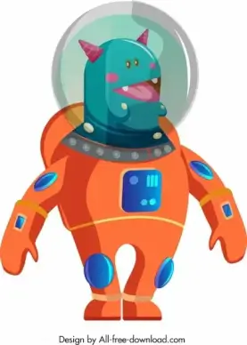 space alien icon colored cartoon sketch