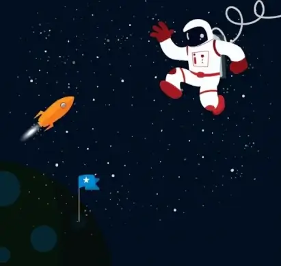 space background astronaut spaceship flag icons ornament