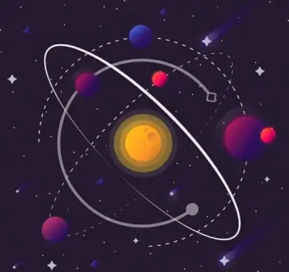 space background planets solar system icons decor