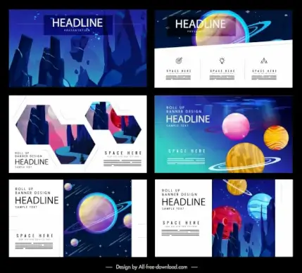 space background templates colorful modern design planets decor