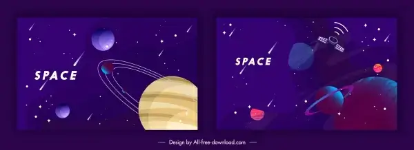 space backgrounds templates colorful dark design planets elements