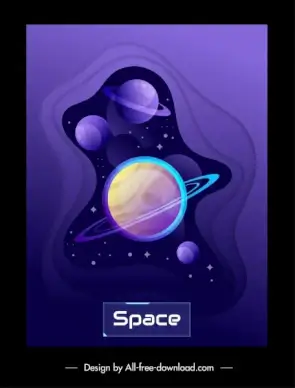 space banner template planet sketch dark violet